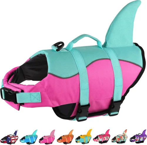 Miniatura 15 de Dogcheer Chaleco salvavidas para perros Tiburón, Chaleco salvavidas ajustable para perros para natación y navegación con flotabilidad superior y asa