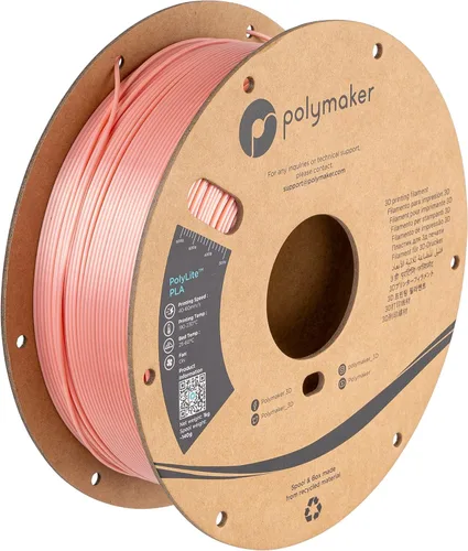 Filamento Polymaker Silk PLA 1.75mm, Filamento de Impresora 3D Rosa Brillante 1kg - Filamento PolyLite 1.75mm PLA Filamento Silk Rosa 1.75mm