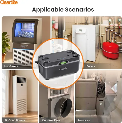 Miniatura 8 de Cleartide Bomba de condensado HVAC, ultra silenciosa de 25 dB, 1/30 HP 144 GPH, 100-240 V, bomba automática de eliminación de condensado