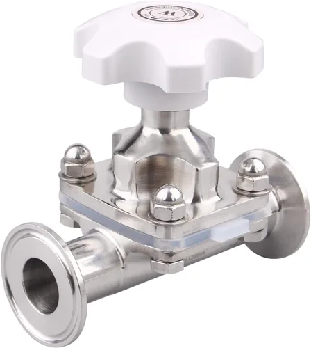 DERNORD Válvula de diafragma sanitaria Sello de silicona Acero inoxidable 316L, 1.5 "Válvula de triple abrazadera (tubo de 1 pulgada OD)