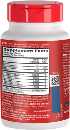 Miniatura 5 de Move Free Suplemento avanzado de apoyo articular MSM de glucosamina condroitina, apoya la movilidad, comodidad, fuerza, flexibilidad y hueso, 120