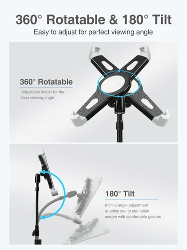 Miniatura 5 de elitehood Soporte de piso para iPad Pro, trípode de cuello de cisne de 70 pulgadas para iPad Pro 12.9 13 pulgadas, Air 13 11, soporte de trípode