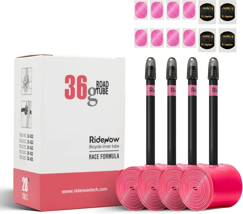 Miniatura 9 de Ridenow 4-Pack Bike Inner Tube for 700/18C-28C, 700/18C-32C with 65/85 mm Metal &TPU Presta Valves for Road Bikes, Super Light Puncture Resistant