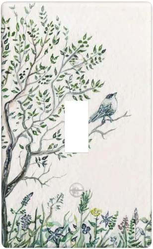 Miniatura 58 de Cubierta decorativa para interruptor de luz de eucalipto tostado, placa de pared de doble palanca, acuarela, hojas marrones, planta con cubierta