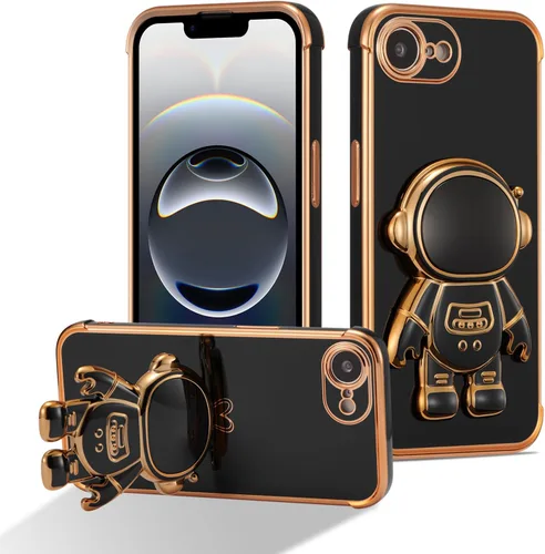 Miniatura 15 de RALEAVO Funda para iPhone 13, bonita funda de astronauta 6D con función de soporte, cubierta de enchapado de lujo, ajuste delgado, TPU suave, Púrpura
