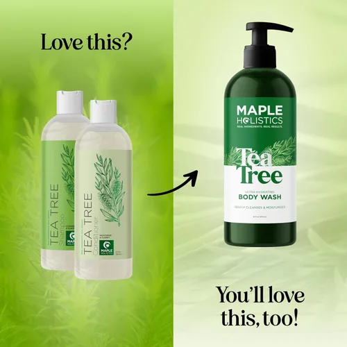 Miniatura 5 de Juego de champú y acondicionador de árbol de té, champú y acondicionador aclarante sin sulfato para el cuidado del cabello graso y el cuero