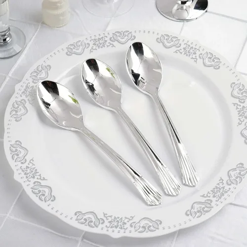 Miniatura 5 de Efavormart - Paquete de 125 cucharas de plástico resistente Chambury de 7 pulgadas, cubiertos de plástico para bodas, cumpleaños, ocasiones de lujo