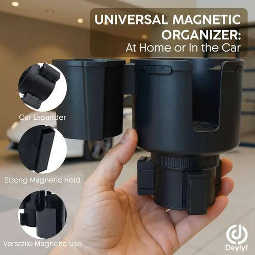 Miniatura 7 de Expansor de portavasos para automóvil, juego de adaptador de portavasos ajustable 2 en 1 con accesorio magnético para montaje de botella, se adapta