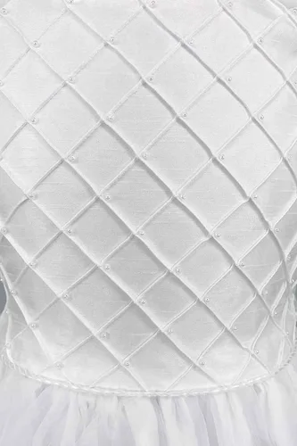 Miniatura 5 de Swea Pea Lilli vestido de comunión Shantung blanco con corpiño escondido y detalles de perlas