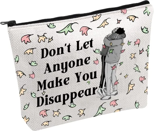 FOTAP LGBTQ Gift Hi Hi Leaves Bolsa de maquillaje con tapón de corazón fases regalo inspirado en Spotify Regalo Regalo de Nick y Charlie, Blanco,