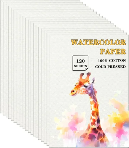 Miniatura 8 de Silunkia 120 hojas de papel de acuarela 100% algodón de 8.5 x 11 pulgadas para pintar, papel blanco pesado prensado en frío de 140 libras/10.58