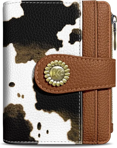 Miniatura 20 de Kelvoris Cartera pequeña Rfid para mujer, plegable, con cremallera, bolsillo para monedas, piel sintética, compacto, para tarjetas de crédito