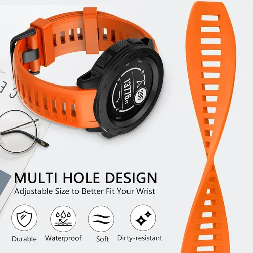 Miniatura 4 de OVERSTEP Correa de repuesto para Garmin Instinct, silicona suave, compatible con Garmin Instinct 2, Solar, Tactical, Crossover, amarillo ámbar