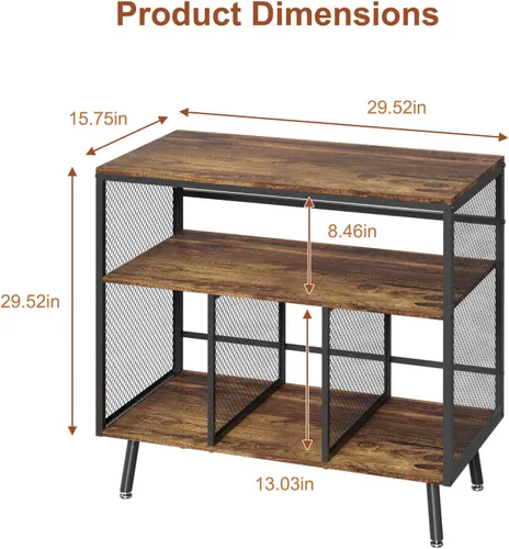 Miniatura 5 de VyGrow Soporte para tocadiscos con almacenamiento de vinilo, soporte para tocadiscos de 3 niveles con capacidad para hasta 220 álbumes, estante