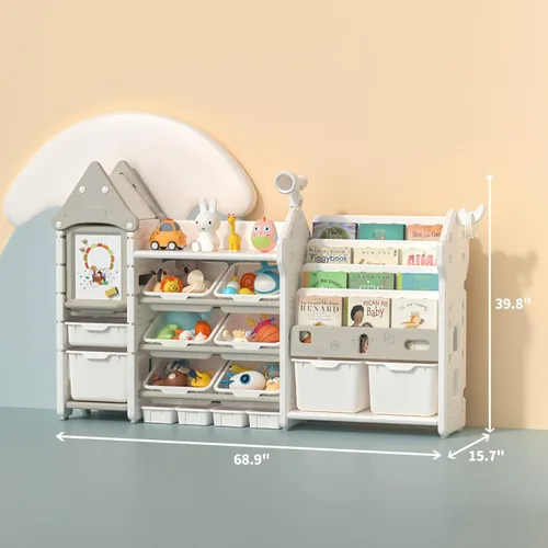 Miniatura 2 de UNICOO® Magic Castle - Organizador de almacenamiento y estantería de juguetes para niños con 14 cubos fáciles de tirar, material de polietileno