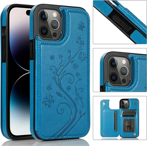 Miniatura 2 de Funda compatible con iPhone 15 Pro Max de 6.7 pulgadas con protector de pantalla de vidrio templado y tarjetero con soporte para tarjetero, funda