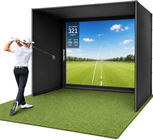 Miniatura 9 de ZEALFEEL Golf Net, 10x7FT/10x8FT/11x8FT Golf Simulator Cage System with Impact Screen & Side Barriers, Golf Practice Net for Indoor Outdoor Backyard