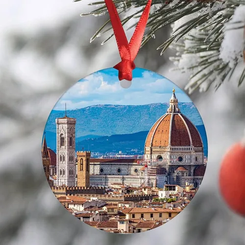 Miniatura 3 de Adorno de Navidad 2023 Florencia Italia Adorno de Navidad de cerámica Catedral Casas Santa María del árbol de Navidad, adorno colgante de regalo