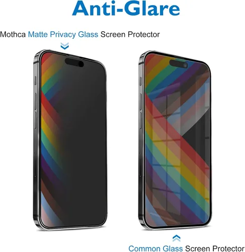 Miniatura 4 de Mothca Protector de pantalla mate de privacidad para iPhone 14 Pro Max de 6.7 pulgadas con pegatina de alineación, vidrio templado antiespía