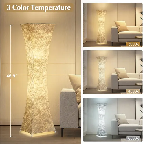 Miniatura 2 de GyroVu Lámpara de pie para sala de estar, 47" Lámparas de pie de esquina de pie con temperatura de color ajustable, lámpara de pie de columna