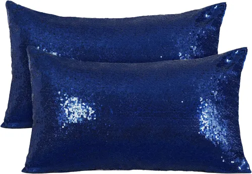 Miniatura 21 de Poise3EHome Fundas de almohada decorativas de 18 x 18 pulgadas, color rosa fucsia con lentejuelas, para sofá, cama, sala de estar, Navidad