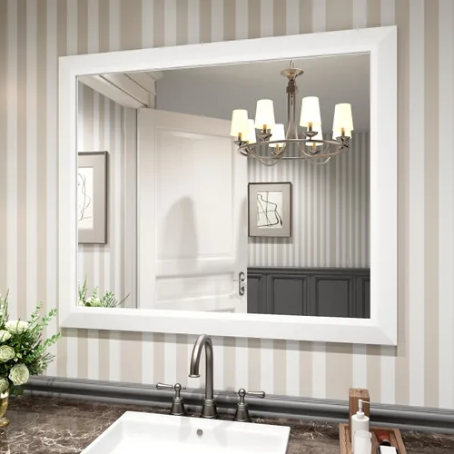 Miniatura 19 de Amorho Espejo de Baño Negro, Espejos de Pared de 24x30 Pulgadas con Marco de Metal Grueso para Sobre el Fregadero, Dormitorio, Sala de Estar