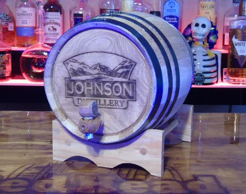 Miniatura 2 de Barriles de envejecimiento de roble americano blanco grabado personalizado (5 litros), nuevos barriles de madera para envejecer tu propio whisky