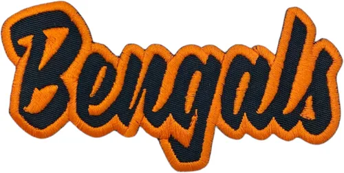Bengals, espíritu escolar, bordado, parche para planchar (sarga negra/contorno naranja)