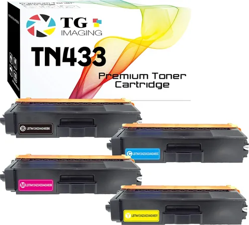 Paquete de 4 cartuchos de tóner compatibles TN433 de repuesto para Brother TN-433 Color Set (B+CYM), funciona en HL L8260CDW HL L8360CDW HL L9310CDW