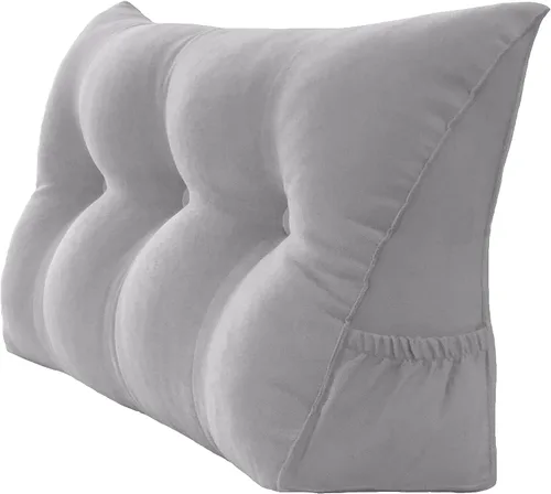 Miniatura 28 de Peachwell Almohada triangular de lectura para reposo en cama, cojín reforzador grande para cabecero, respaldo, almohada de cuña con funda extraíble