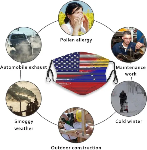 Miniatura 5 de Máscara de la bandera de Venezuela de Estados Unidos protege el sistema respiratorio respiratorio respiratorio con tranquilidad negro, Negro