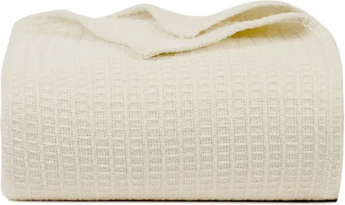 Miniatura 16 de Bed Bath & Home - Manta de 100% algodón, ligera y transpirable, buena para todas las estaciones, suave y acogedora. Blanco