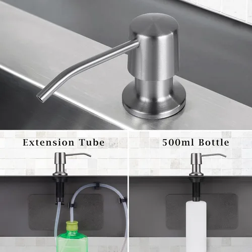 Miniatura 2 de Styever Dispensador de Jabón para Fregadero de Cocina con Bomba - Botella de 16 oz Integrada en Encimera Dispensador de Jabón para Platos con Acero