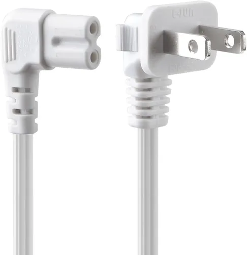 Miniatura 3 de Cable de alimentación universal de 2 clavijas en ángulo de 18 AWG, NEMA 1-15P a IEC320 C7 Figura 8 Conector de escopeta, cable de alimentación