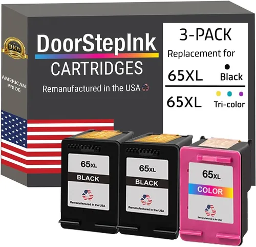 DoorStepInk Cartucho de tinta remanufacturado HP para 65XL, 2 paquetes combinados negros y 1 color (N9K03AN) – Compatible con DeskJet 2633, HP Envy