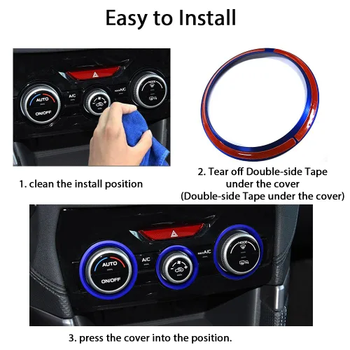 Miniatura 5 de Auovo Cubiertas de Anillo Exterior para Perilla de Control del Clima AC Accesorios para Subaru Crosstrek 2018-2022 2023 / Impreza 2017-2023