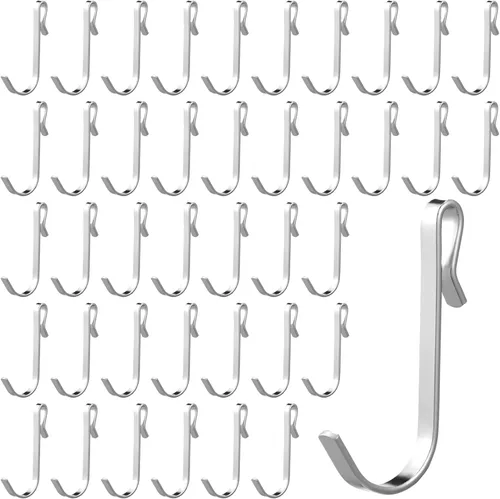 Miniatura 8 de Lyrow 40 ganchos en J para estantes de alambre de acero inoxidable con clip en estante de alambre de metal para colgar en rejilla de fregadero
