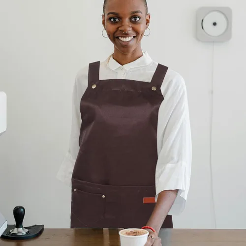 Miniatura 6 de Uonlytech Waterproof Commercial Bib Apron with Pockets Adjustable Unisex Work Apron for Kitchen Cooking Serving Coffee Shop Staff