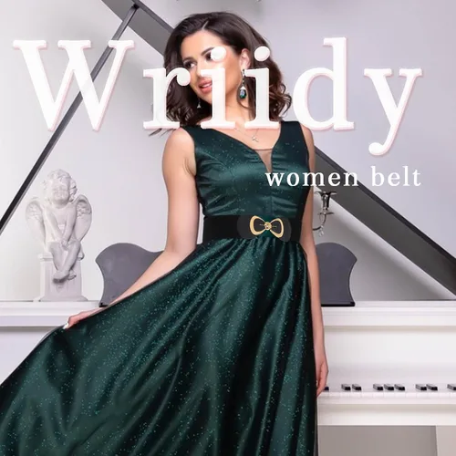 Miniatura 7 de Wriidy Cinturón elástico de lazo negro Mujeres Stretch Wasit Cinturones para vestido
