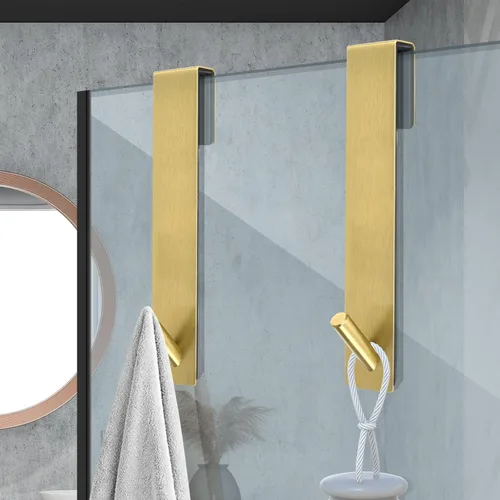 Miniatura 5 de Kontoyo Ganchos para puerta de ducha (7.5 pulgadas), ganchos extendidos sobre la puerta para puerta de ducha sin marco, bata, toalla, paquete de 2