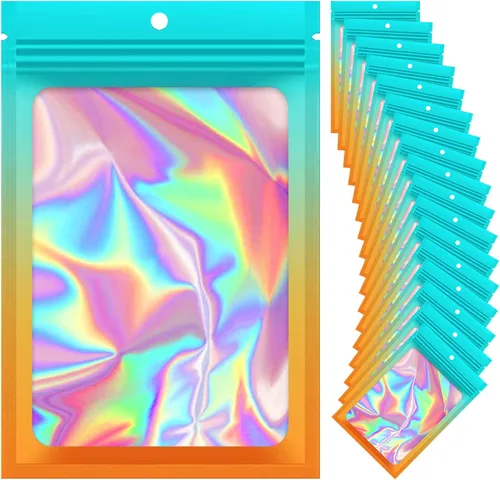 100 bolsas de Mylar resellables, bolsas a prueba de olores con ventana transparente para almacenamiento de alimentos, embalaje de recuerdos de