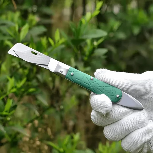 Miniatura 7 de COMKIT - Cuchillo de injerto profesional plegable de doble cuchilla, árboles frutales, jardinería, injerto, corte, plántulas, brote, herramienta