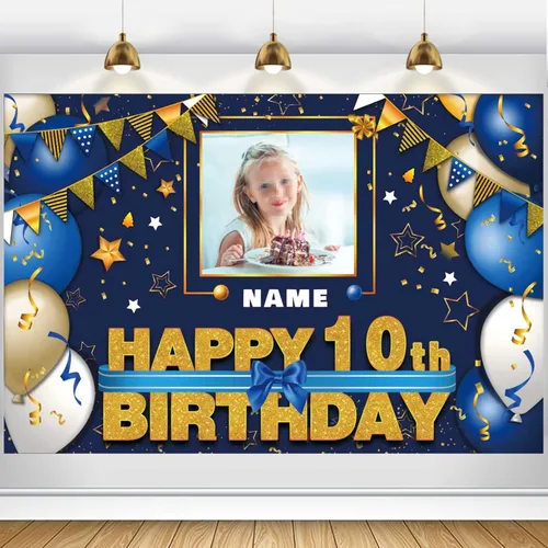 Miniatura 39 de Pancarta Personalizada de Decoraciones de Feliz Cumpleaños 101 - Telón de Fondo de 101 Años para Mujeres Hombres Niños Niñas Suministros de Fiesta