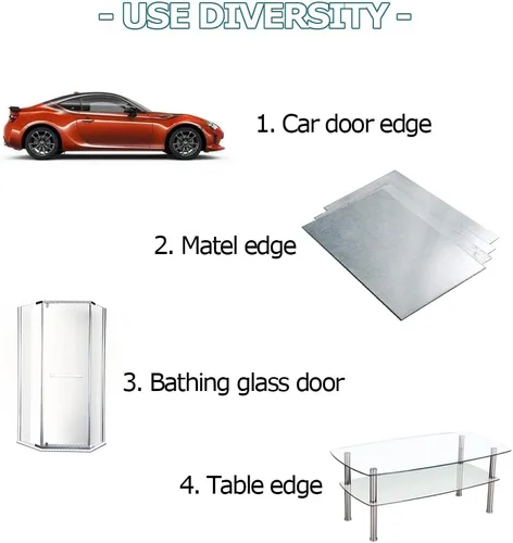 Miniatura 5 de Borde de goma transparente, tira de sello de goma de canal en U con cinta autoadhesiva, protector de borde de metal apto para 0.15 pulgadas, 20 pies