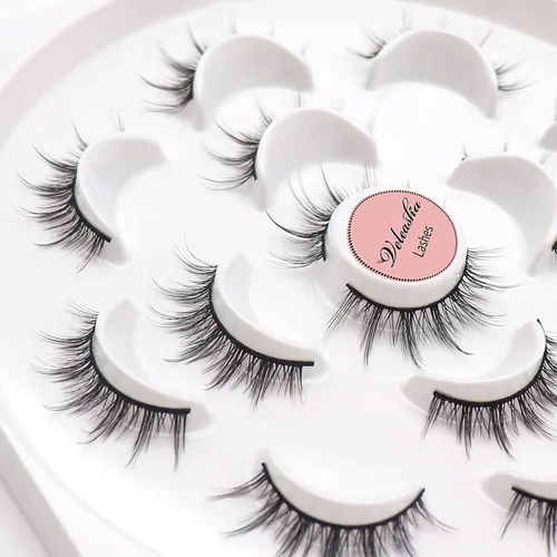 Miniatura 32 de Veleasha Pestañas postizas de manga puntiagudas, 100% hechas a mano, aspecto natural, pestañas postizas ligeras con banda transparente suave