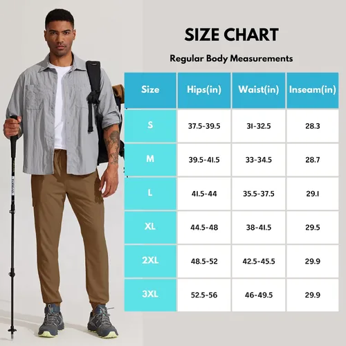 Miniatura 6 de Willit Pantalones deportivos de senderismo para hombre, ligeros, de secado rápido, con bolsillos con cremallera