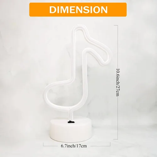 Miniatura 6 de Luces de notas musicales - Letreros de neón con notas de música LED, funciona con USB/batería, blanco cálido