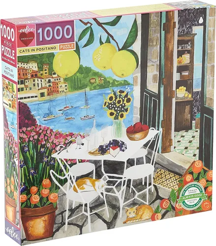 Miniatura 13 de eeBoo Rompecabezas de 1000 piezas con diseño de gato de naturalista para adultos, cuadrado de 23 x 23 pulgadas, fabricado con tablero reciclado