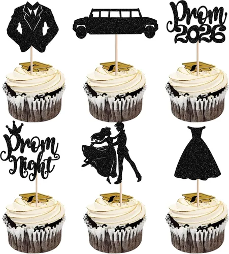 24 piezas de decoración de cupcakes de graduación para fiesta 2026, selecciones de cupcakes de noche de graduación 2026, decoraciones para pasteles