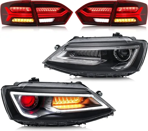 Miniatura 11 de VLAND Luces traseras LED compatibles con Jetta Sagitar 12-14 2011-2014 (no compatible con GLI y versión LED), conjunto de lámpara trasera LED Humo
